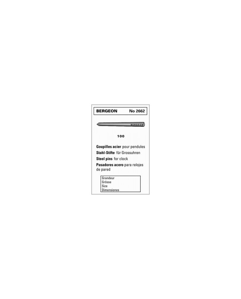 BERGEON – Lot de 10 goupilles en acier calibrées Swiss Made
