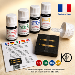 Réactifs métaux et tests pour or, argent, platine